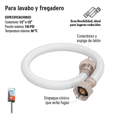 Manguera Flexible Para Lavabo y Fregadero Trenzado con Vinilo FOSET