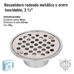 Resumidero Redondo Metálico y Acero Inoxidable 3 1/2" FOSET