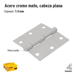 Bisagra Cuadrada Acero Cromo Mate Cabeza Plana