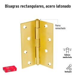 Bisagra Rectangular Acero Latonado