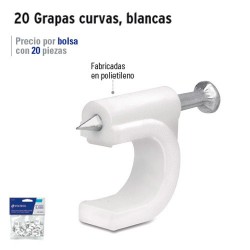 20 Grapas Curvas Para Cable Blancas