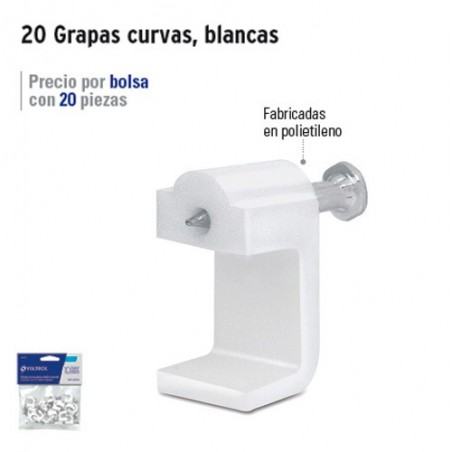 20 Grapas Planas Para Cable Blancas