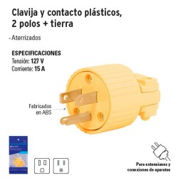 Clavija y Contacto Plásticos 2 Polos + Tierra