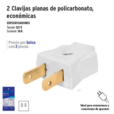 2 Clavijas Planas de Policarbonato Económicas