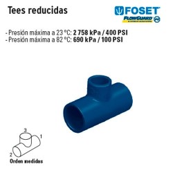 Tee Reducida de CVPC Azul FOSET