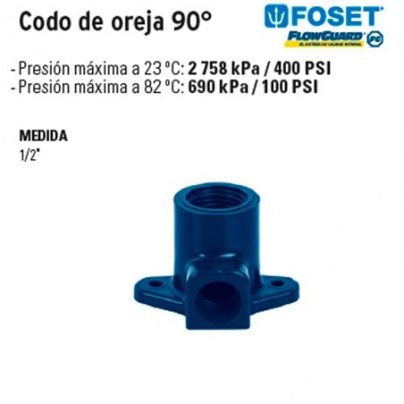 Codo de Oreja 90° de CPVC Azul FOSET