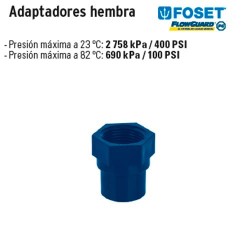 Adaptadores Hembra de CPVC Azul FOSET