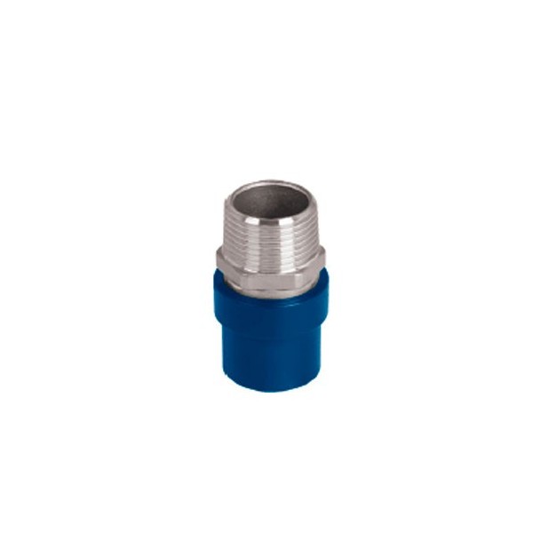 Adaptadores Macho con Inserto de Acero Inoxidable de CPVC Azul FOSET