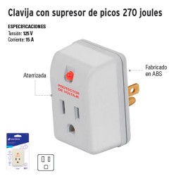 Clavija con Supresor de Picos 270 Joules VOLTECK