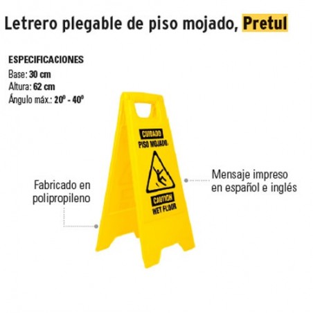 Letrero Plegable de Piso Mojado PRETUL