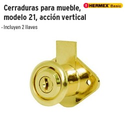 Cerradura para Mueble Modelo Redondo Basico Accion Vertical Cromo