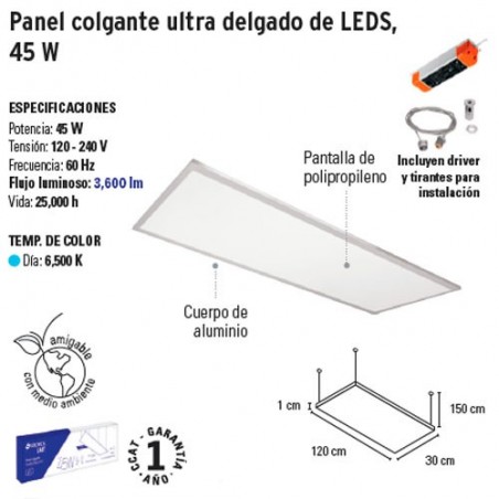Panel Colgante Ultra Delgado de LEDS 45 W VOLTECK