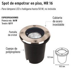 Spot de Empotrar en Piso MR 16 VOLTECK