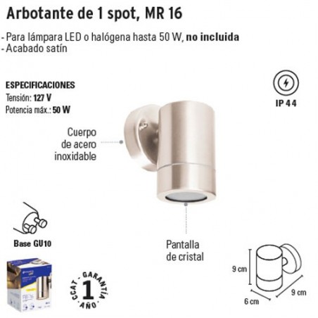 Arbotante de 1 Spot MR 16 VOLTECK