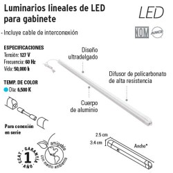 Luminario Lineal de LED para Gabinete VOLTECK