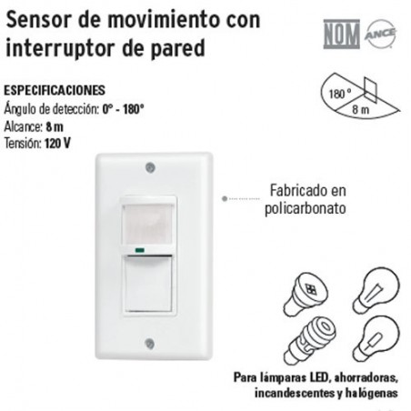 Sensor de Movimiento con Interruptor de Pared VOLTECK