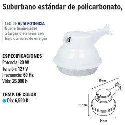 Luminario Suburbano Estándar de Policarbonato LED Alta Potencia VOLTECK