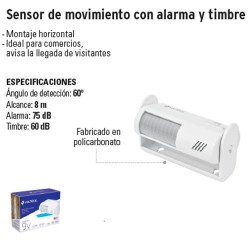 Sensor de movimiento con interruptor de pared, Volteck, Sensores De  Movimiento, 47230