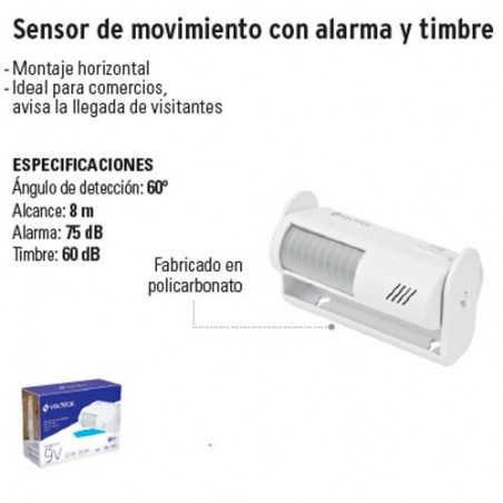 Sensor de Movimiento con Alarma y Timbre VOLTECK