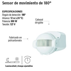 Sensor de Movimiento de 180° VOLTECK