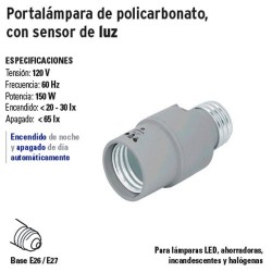 Portalámpara de Policarbonato con Sensor de Luz VOLTECK