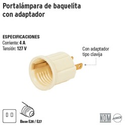 Portalámpara de Baquelita con Adaptador VOLTECK