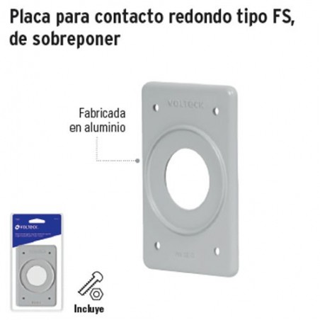 Placa para Contacto Redondo Tipo FS de Sobreponer VOLTECK