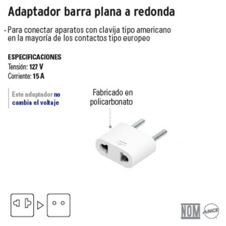 Adaptador Barra Plana a Redonda VOLTECK