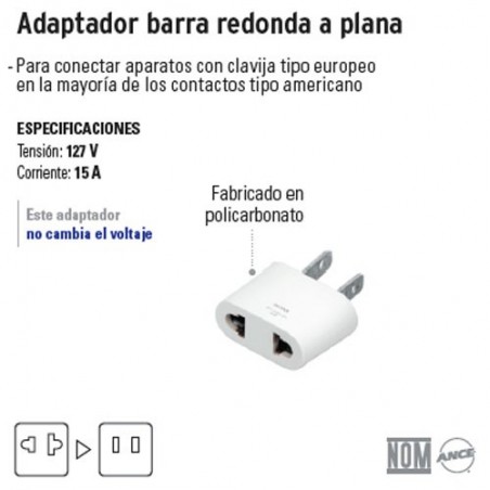 Adaptador Barra Redonda a Plana VOLTECK