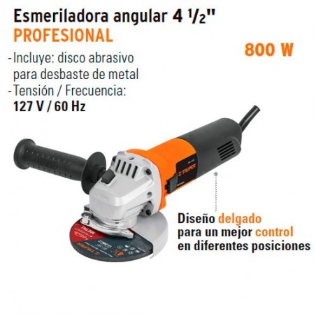 Esmeriladora Angular 4 1/2" 800 W Profesional TRUPER