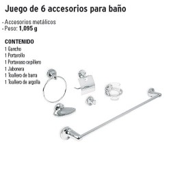 Juego de Accesorios 6 Piezas para Baño - Fainsa