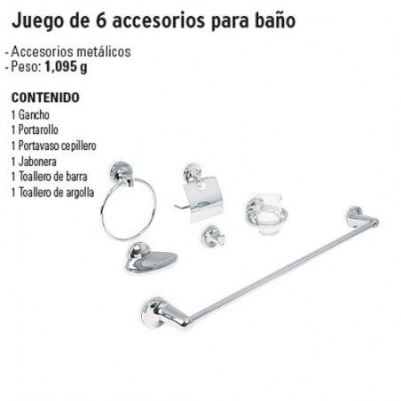 Juego de 6 Accesorios Para Baño