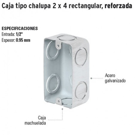 Caja Tipo Chalupa 2 x 4 Rectangular Reforzada VOLTECK