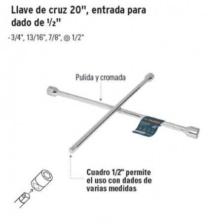 Llave de Cruz 20'', Entrada para Dado de 1/2''