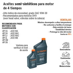 Aceites Semi-sinteticos para Motor de 4 Tiempos TRUPER