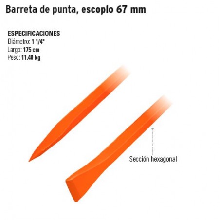 Barreta de punta, escoplo 67 mm TRUPER