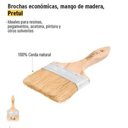 Brocha Económica, Mango Madera PRETUL