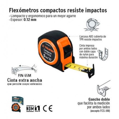 Flexometro Compacto Resiste Impactos TRUPER