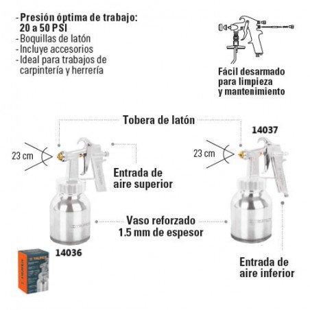 Pistola de Aire para Pintar Baja Presion Flujo Continuo TRUPER