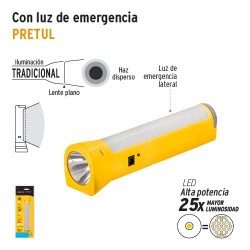 Linterna Plástica Recargable con Luz de Emergencia PRETUL