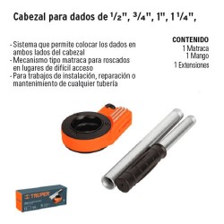 Cabezal para Dados de ½'', ¾'' y 1 ¼''' TRUPER