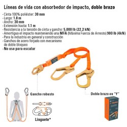 Lineas de Vida con Absorbedor de Impacto Doble Brazo TRUPER