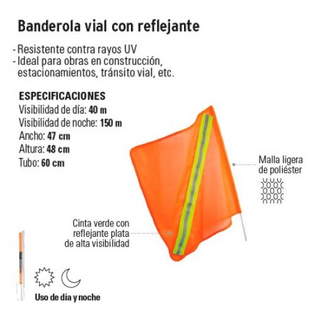 Bandera Vial con Reflejante TRUPER