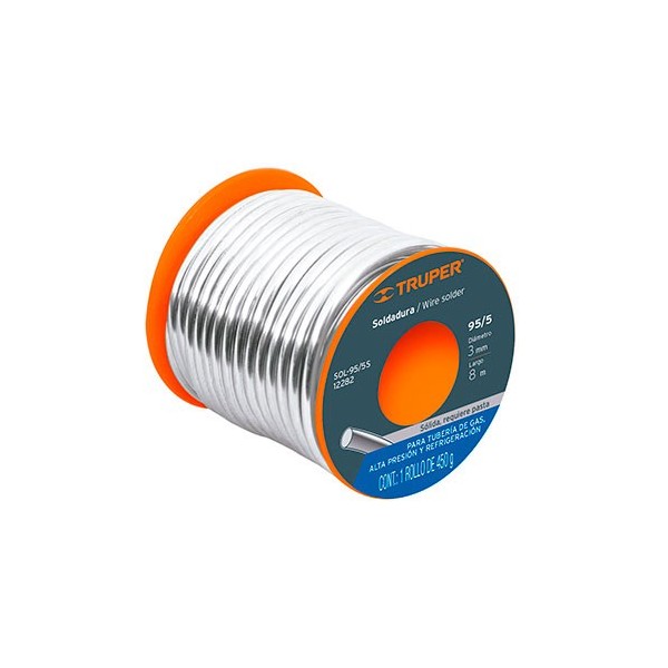 Soldadura Solida 95/5 450 g para Tuberia de Gas TRUPER