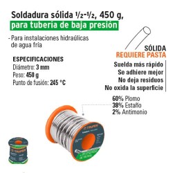 Soldadura Solida ½-½ 450 g para Tuberia de Baja Presion TRUPER