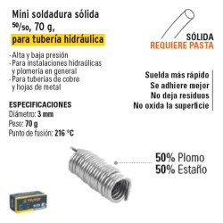 Mini Soldadura 50/50 para Tubería Hidráulica 70g TRUPER