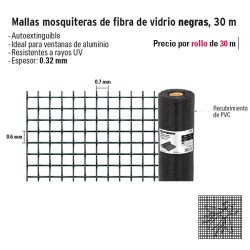 Mallas Mosquiteras de Fibra de Vidrio Negras 30 m FIERO