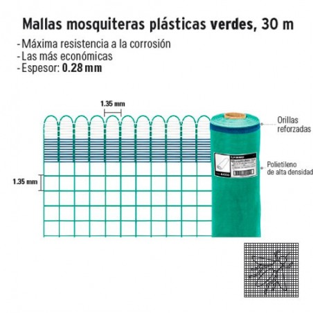 Malla Mosquitera Plastica Verde 30 m FIERO