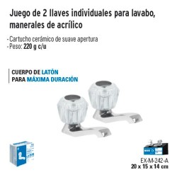 Juego de 2 Llaves Individuales para Lavabo Manerales de Acrílico FOSET