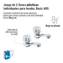 Juego de 2 Llaves Plásticas Individuales para Lavabo Basic ABS FOSET